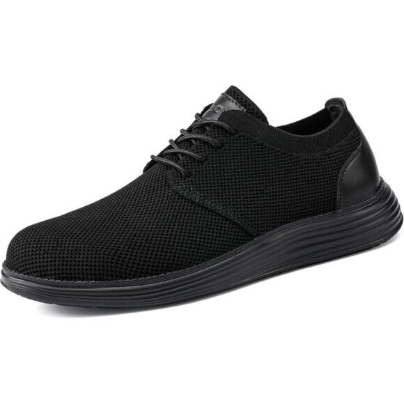 ⚡VILOCY Men's All Black Fashion Business Comfortable Breathable Dress Sneaker - Picture 7 of 9